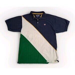 Vintage 90s Chaps Ralph Lauren Size XL Color Block Rugby Polo Shirt Blue Green